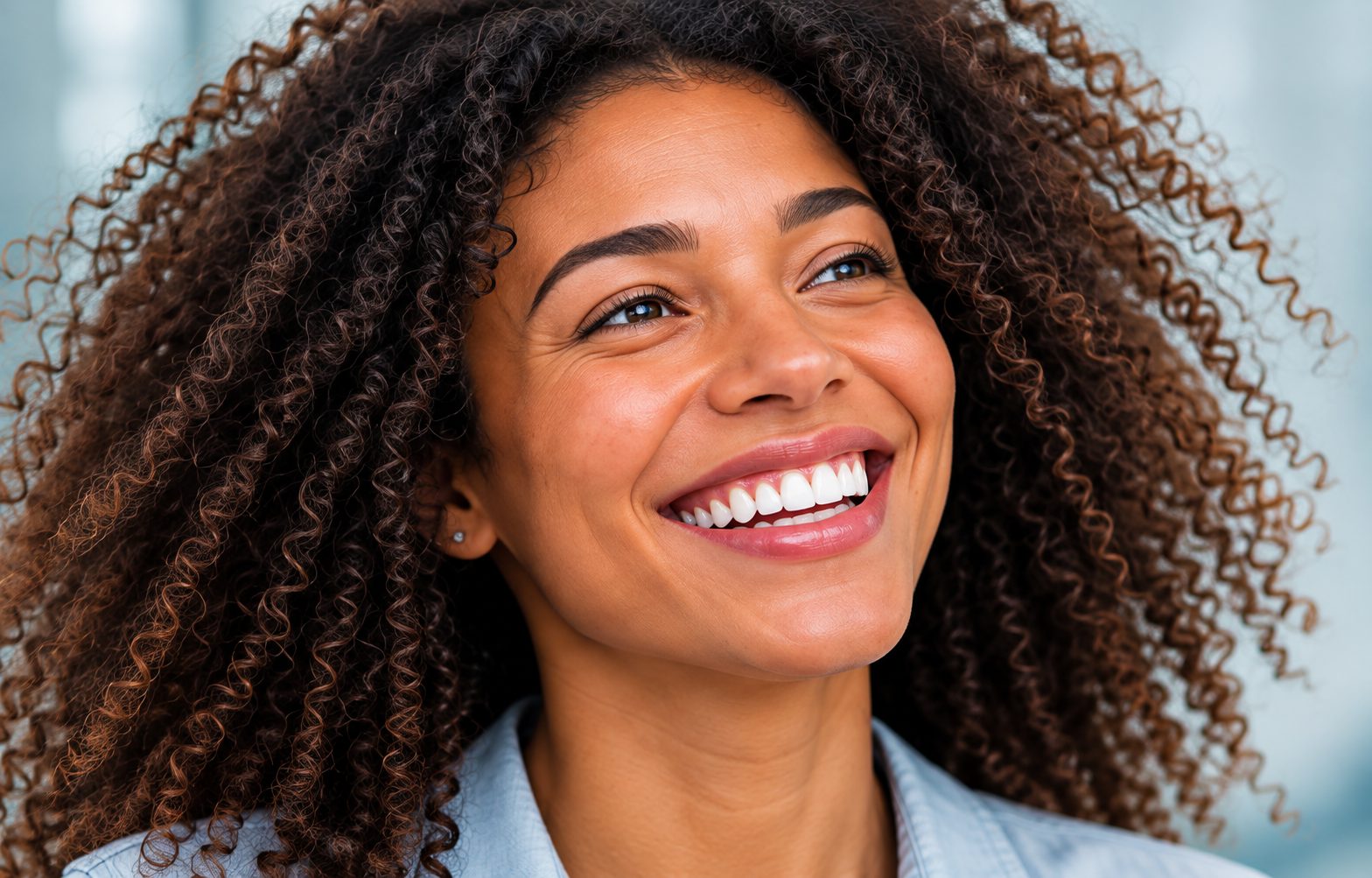 A woman laughing